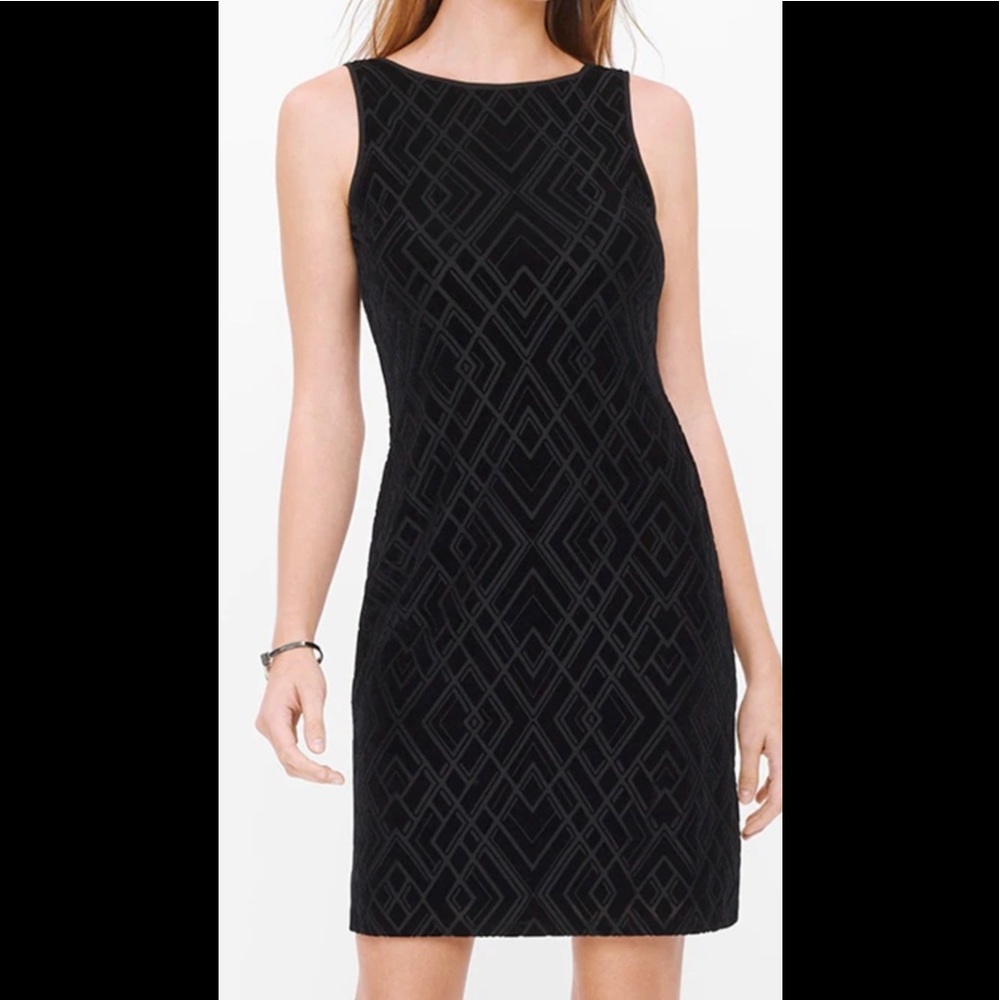 WHBM Black Velvet Shift Dress Size XS